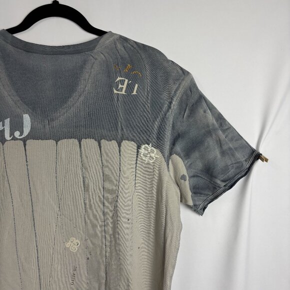 Guess XL Cotton Short Sleeve V Neck Graphic Abstract Paint Floral Tee T Shirt - Picture 8 of 13